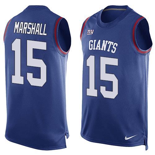 Nike Giants #15 Brandon Marshall Royal Blue Team Color Men's Stitched NFL Limited Tank Top Jersey - Click Image to Close
